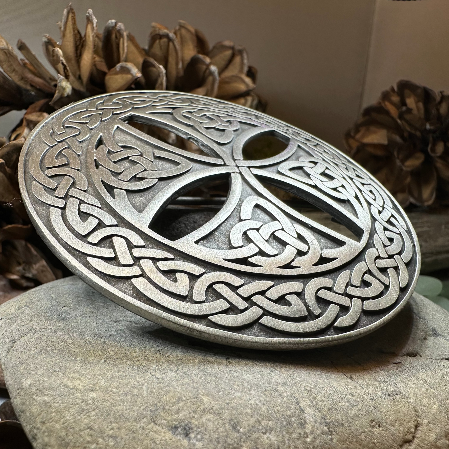 Large Celtic Cross Tartan Pin - Handmade in Scotland