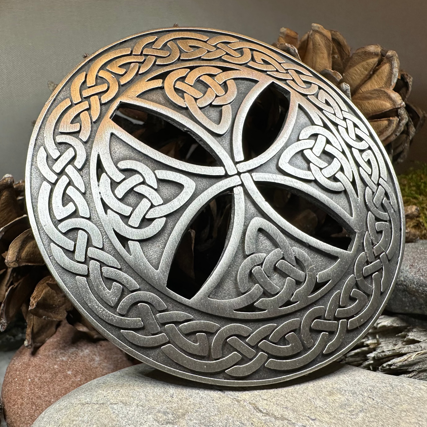 Large Celtic Cross Tartan Pin - Handmade in Scotland