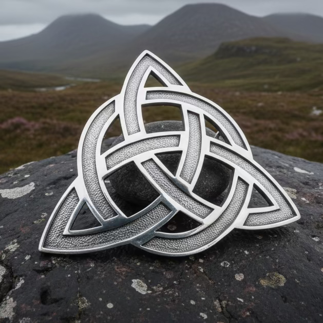 Large Celtic Triquetra Tartan Pin - Handmade in Scotland — view 8