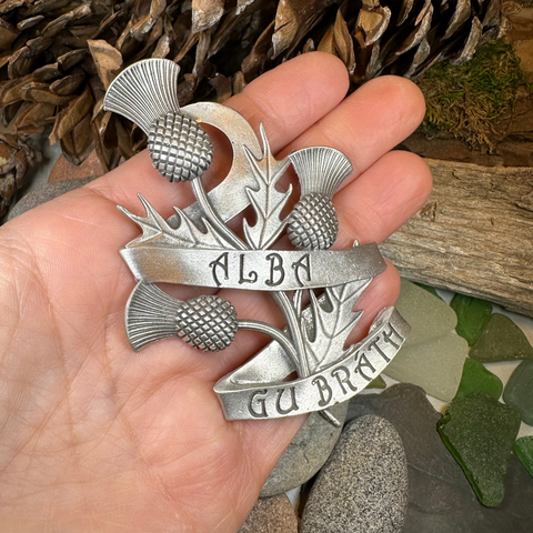 Load image into Gallery viewer, Alba Gu Brath Thistle Kilt Pin - Handmade in Scotland
