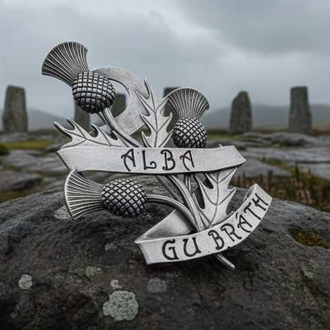 Load image into Gallery viewer, Alba Gu Brath Thistle Kilt Pin - Handmade in Scotland
