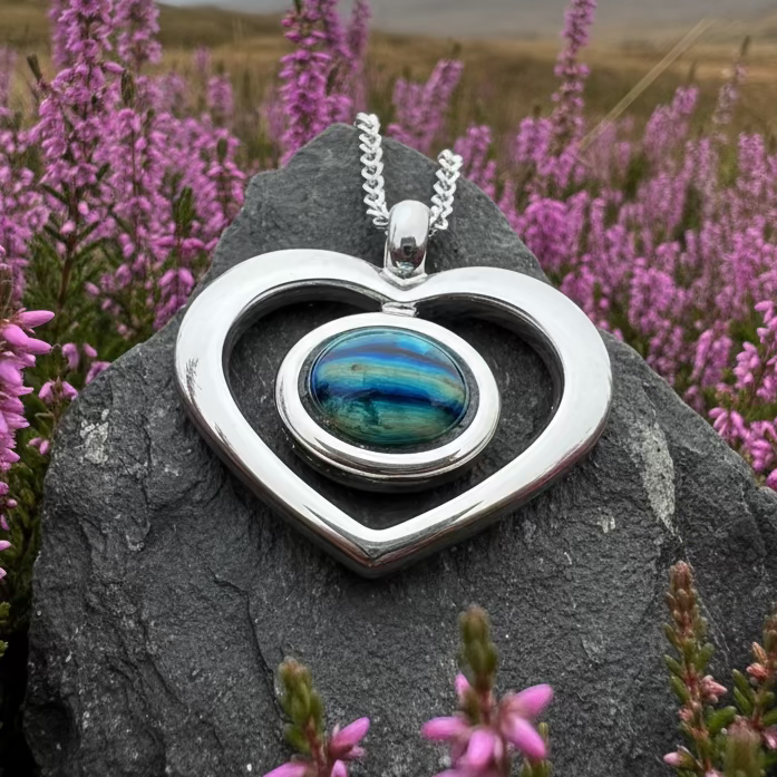 Heathergems Open Heart Necklace - Handmade in Scotland