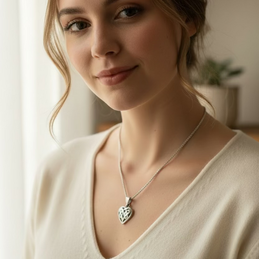 Petite Celtic Heart Necklace in Sterling Silver