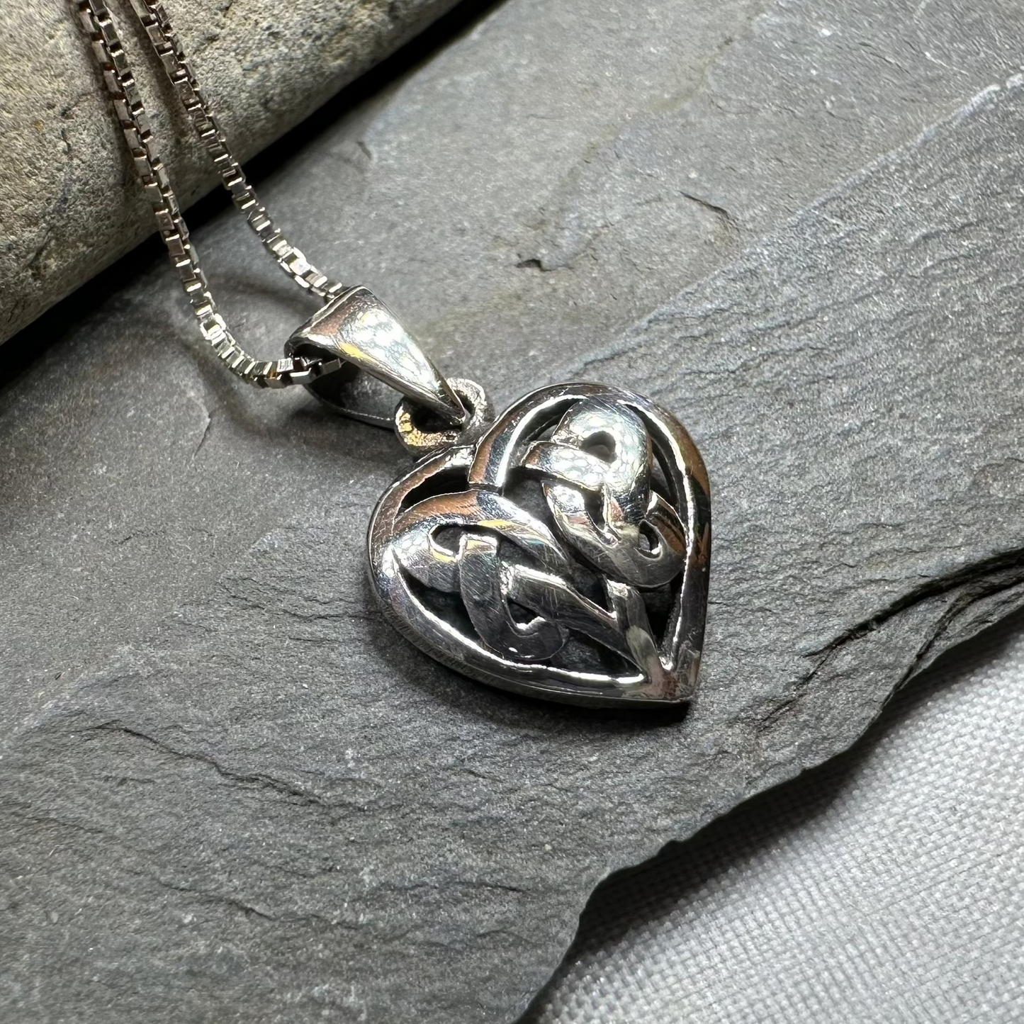 Petite Celtic Heart Necklace in Sterling Silver — view 4