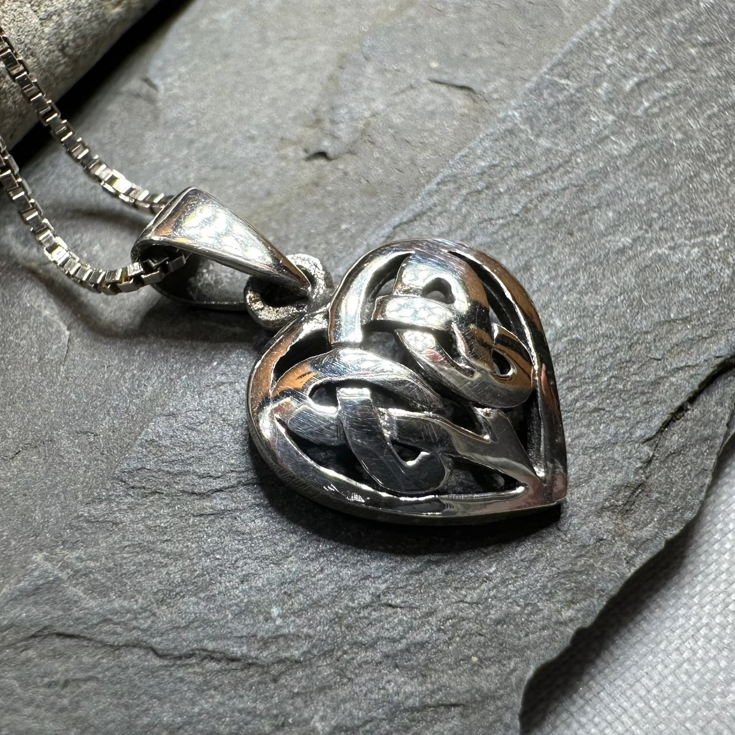 Petite Celtic Heart Necklace in Sterling Silver — view 3