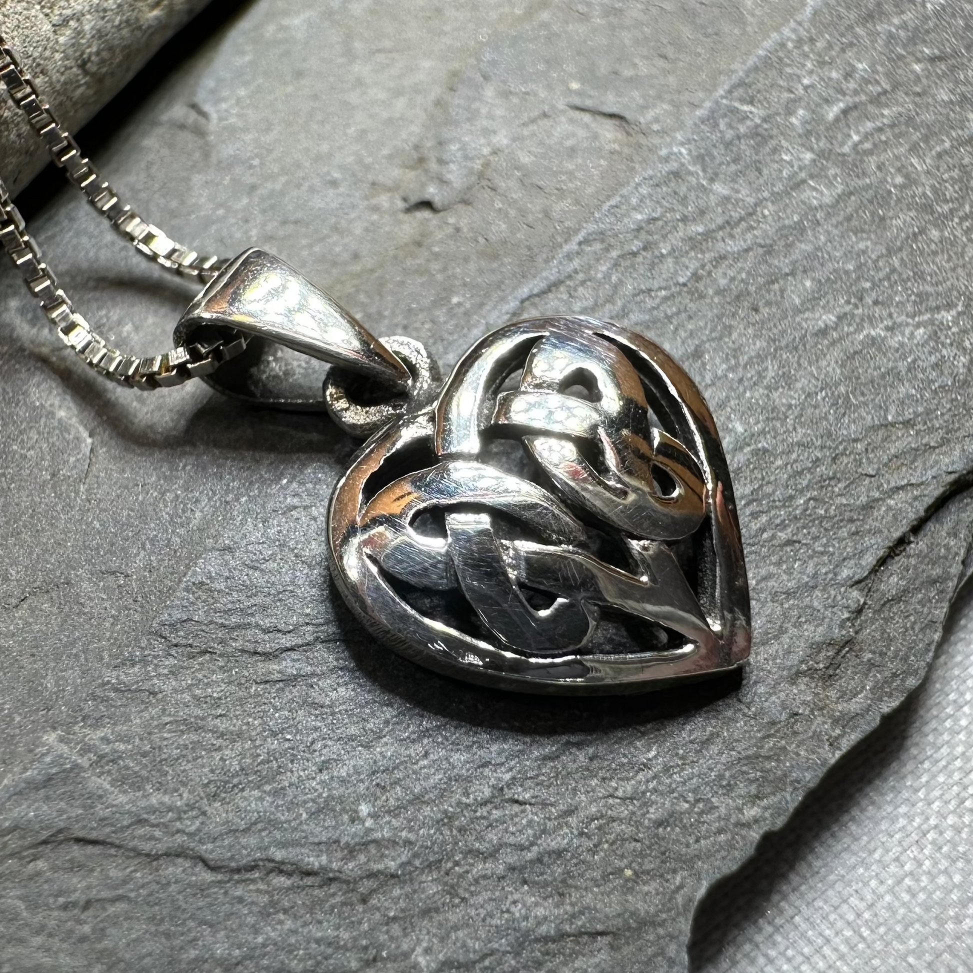 Petite Celtic Heart Necklace in Sterling Silver — view 3