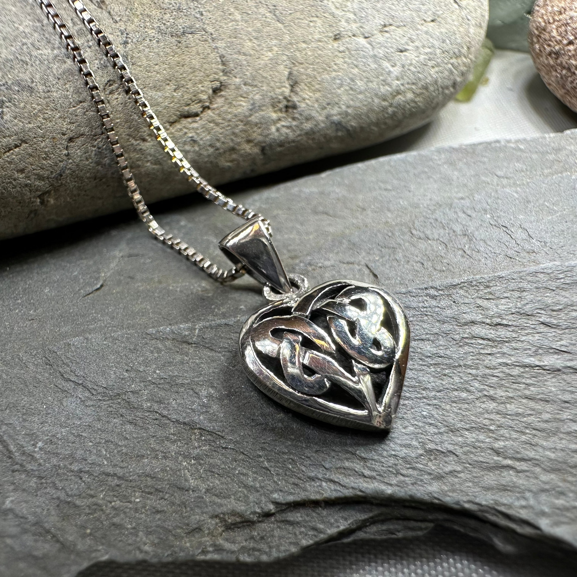 Petite Celtic Heart Necklace in Sterling Silver — view 6