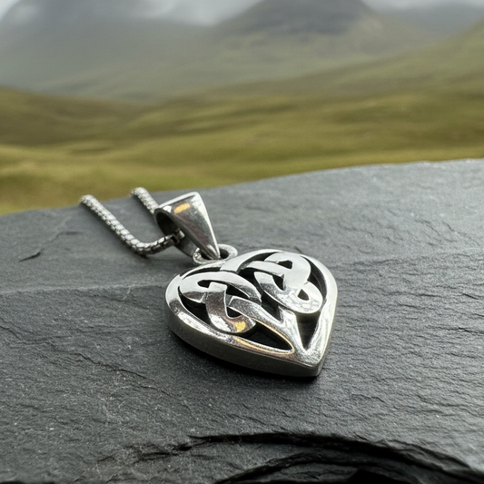 Petite Celtic Heart Necklace in Sterling Silver