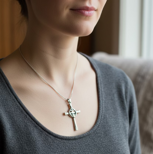 Celtic Claddagh Cross Necklace — view 5