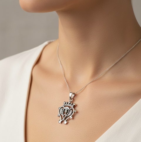 Load image into Gallery viewer, Mhairi Scottish Luckenbooth Necklace in Sterling Silver
