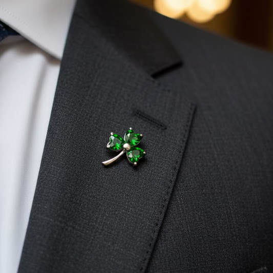 Irish Forever Shamrock Lapel Pin in Sterling Silver