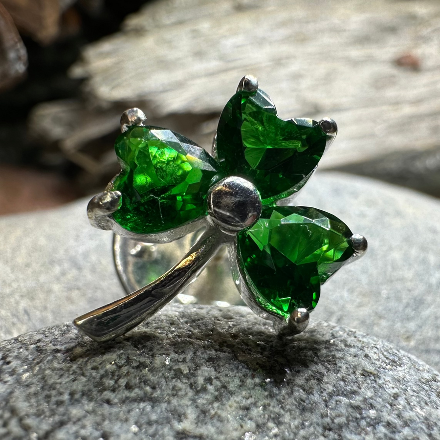 Irish Forever Shamrock Lapel Pin in Sterling Silver