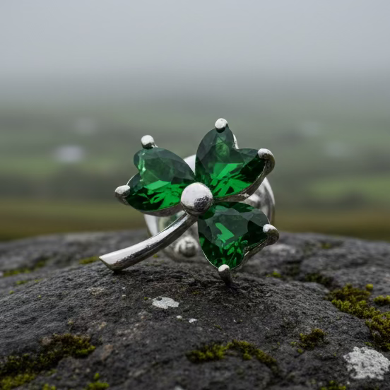 Irish Forever Shamrock Lapel Pin in Sterling Silver