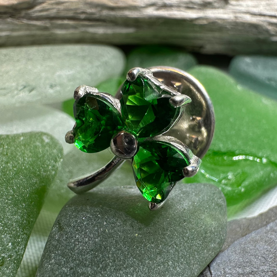 Irish Forever Shamrock Lapel Pin in Sterling Silver