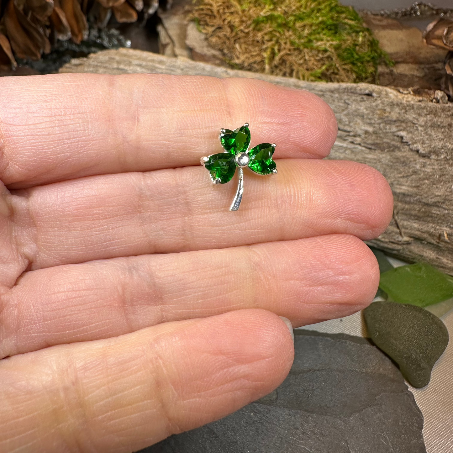 Irish Forever Shamrock Lapel Pin in Sterling Silver