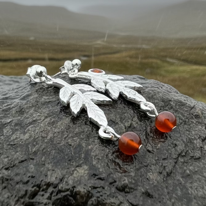 Rowan Tree of Life Earrings - Handmade in Scotland in silver