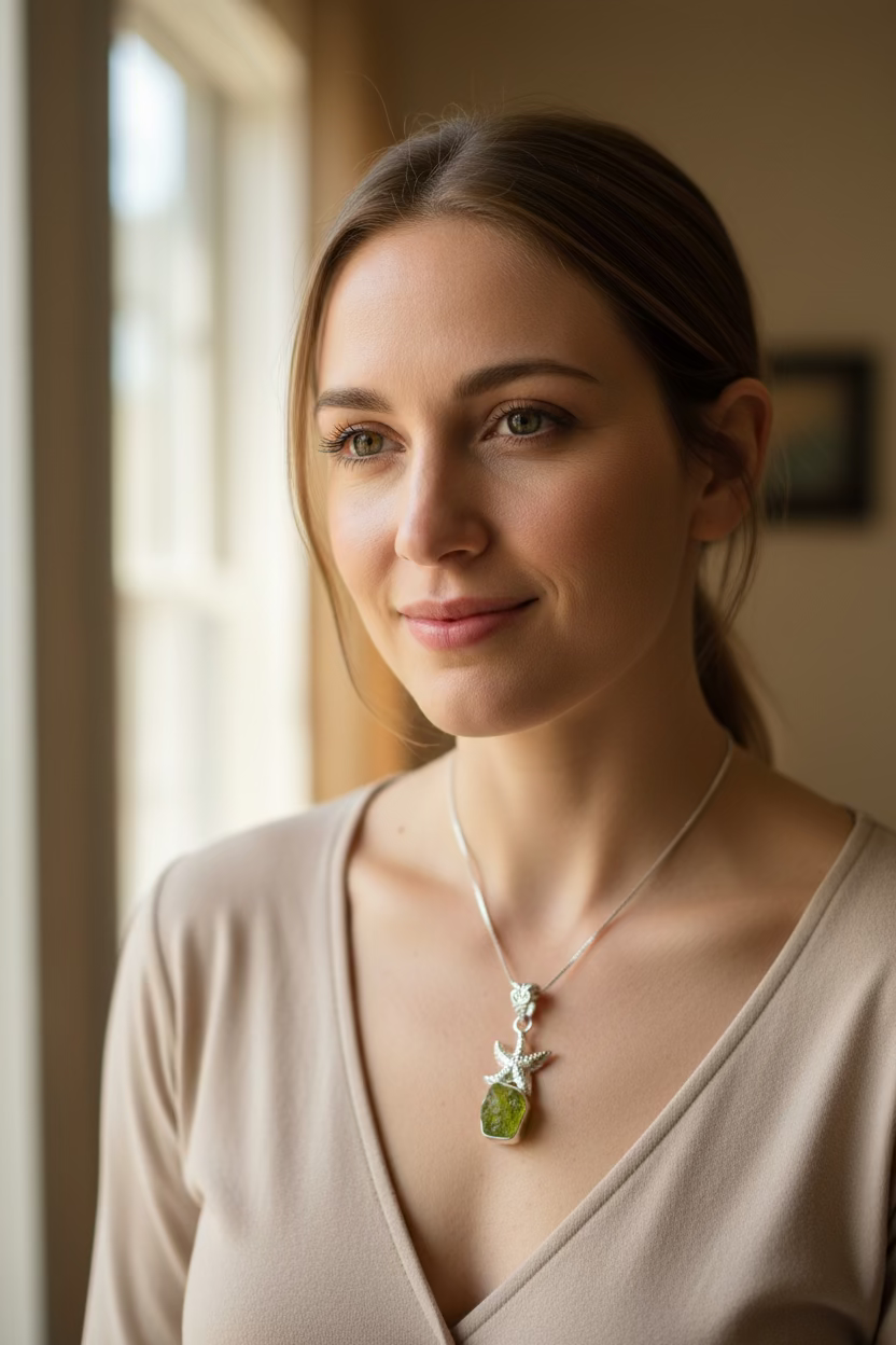 Starfish Peridot Necklace — view 2