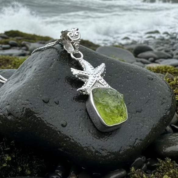 Starfish Peridot Necklace in sterling silver