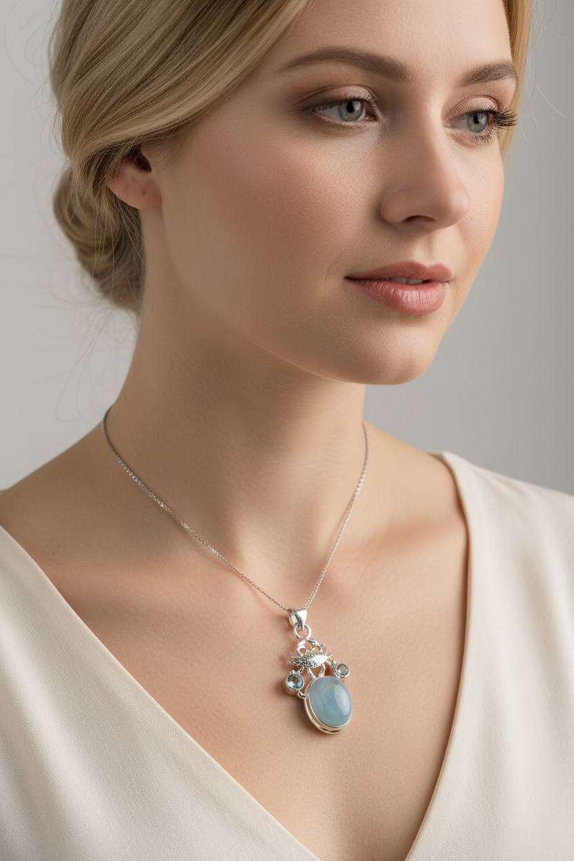 Carrie Crab Aquamarine Necklace — view 2