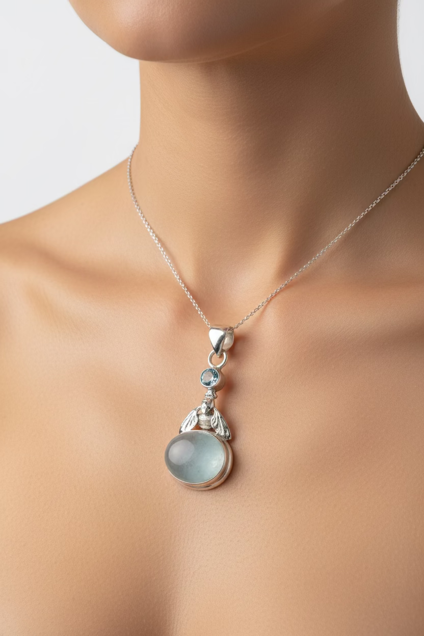 Bee Aquamarine Necklace — view 2
