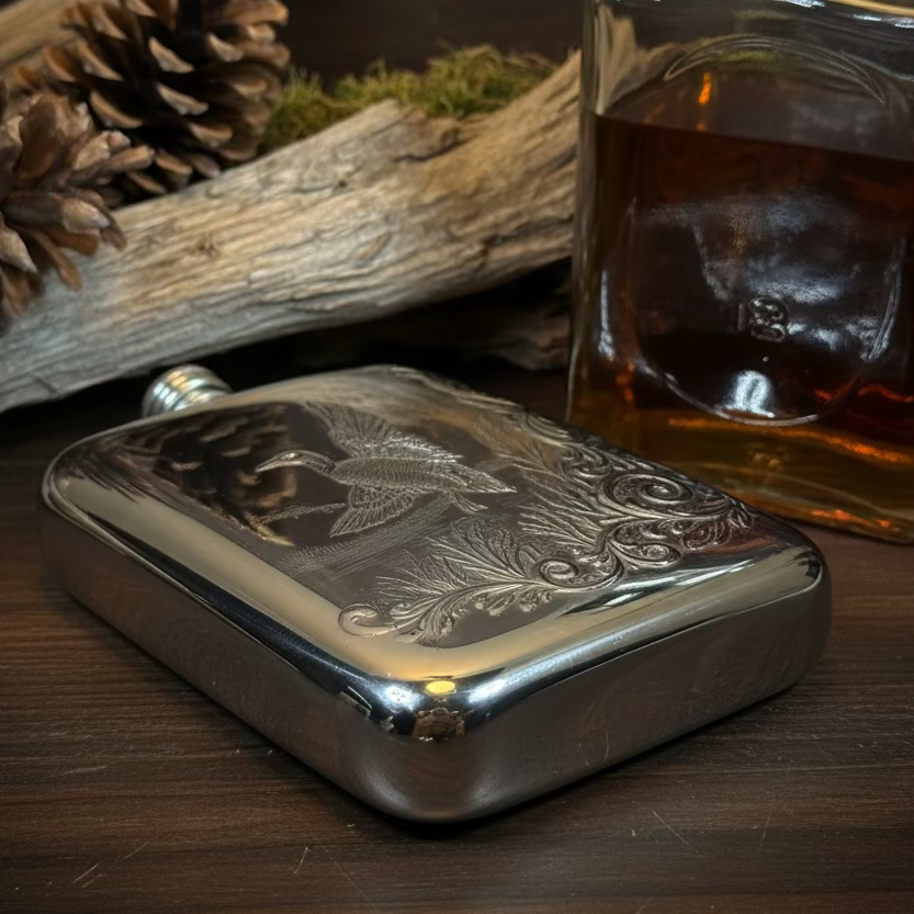 Mallard Duck Pewter Hip Flask - Handmade in England
