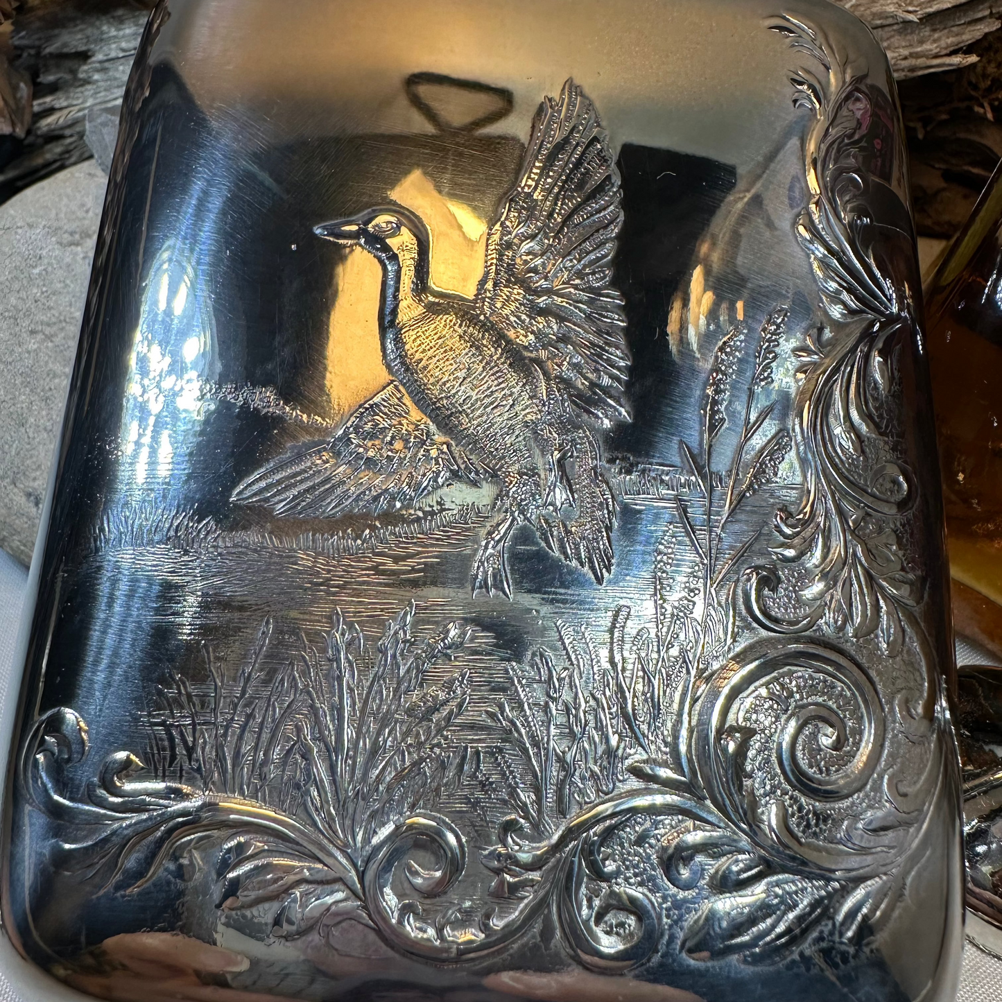 Mallard Duck Pewter Hip Flask - Handmade in England