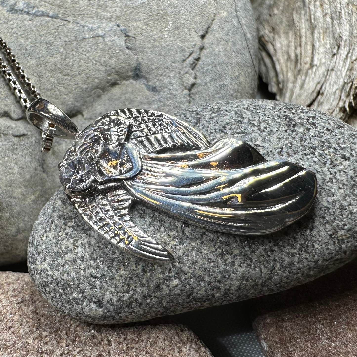Adriel Angel Necklace in Sterling Silver — view 5