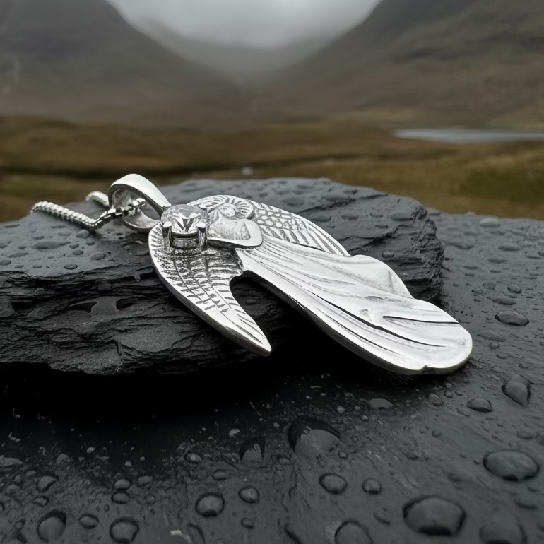 Adriel Angel Necklace in Sterling Silver — view 6