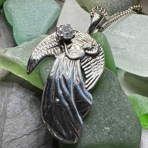 Load image into Gallery viewer, Adriel Angel Necklace in Sterling Silver
