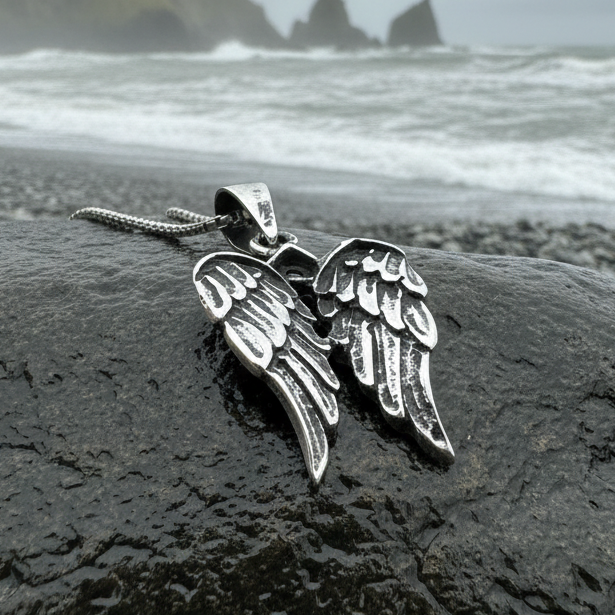 Gentle Angel Wings Necklace in Sterling Silver