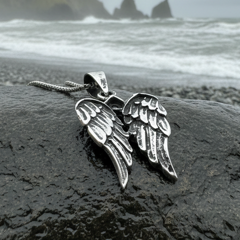 Load image into Gallery viewer, Gentle Angel Wings Necklace in Sterling Silver

