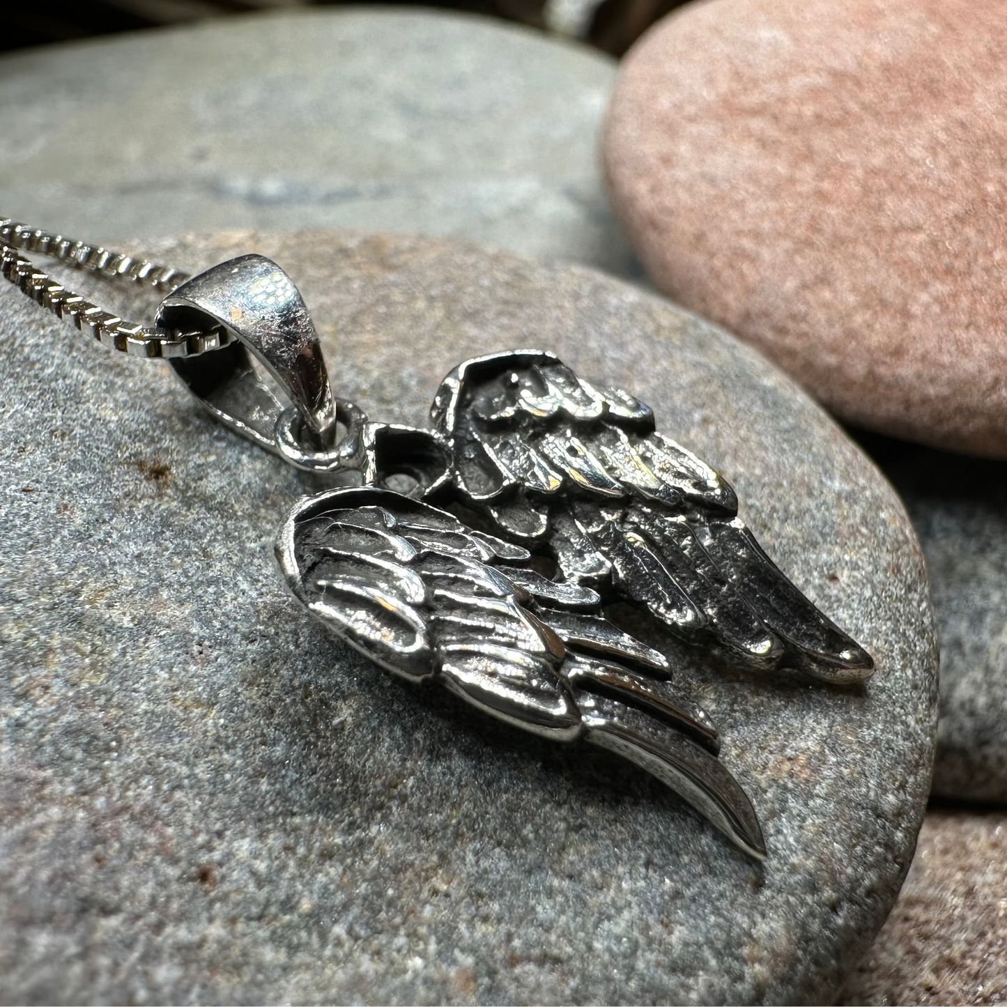 Gentle Angel Wings Necklace in Sterling Silver