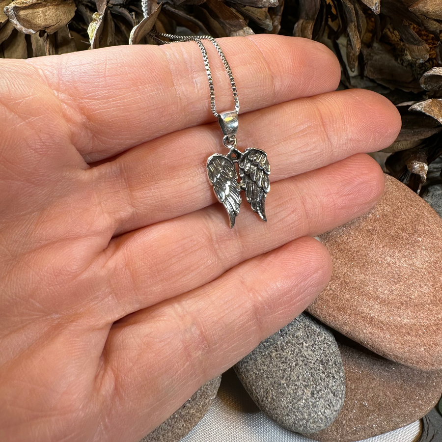 Gentle Angel Wings Necklace in Sterling Silver