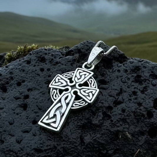 Traditional Celtic Cross Necklace in Sterling Silver