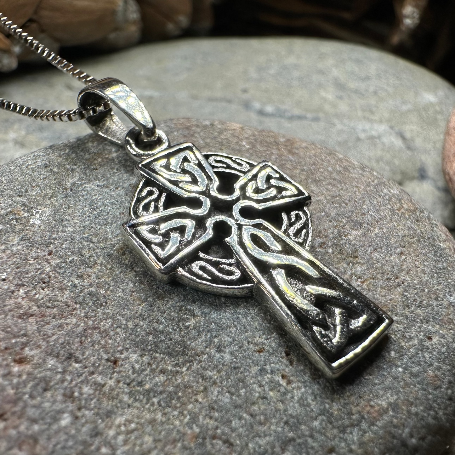 Traditional Celtic Cross Necklace in Sterling Silver