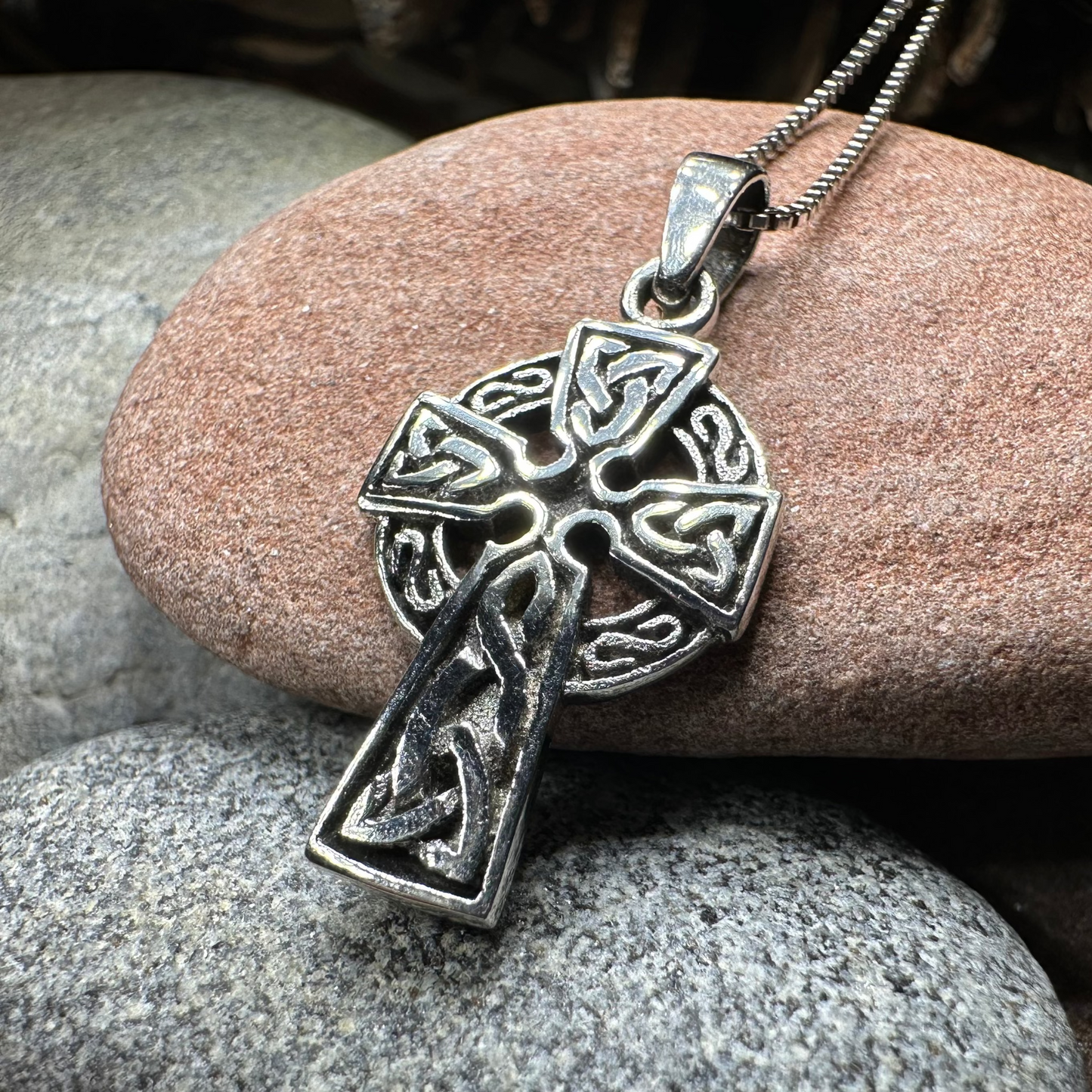 Traditional Celtic Cross Necklace in Sterling Silver