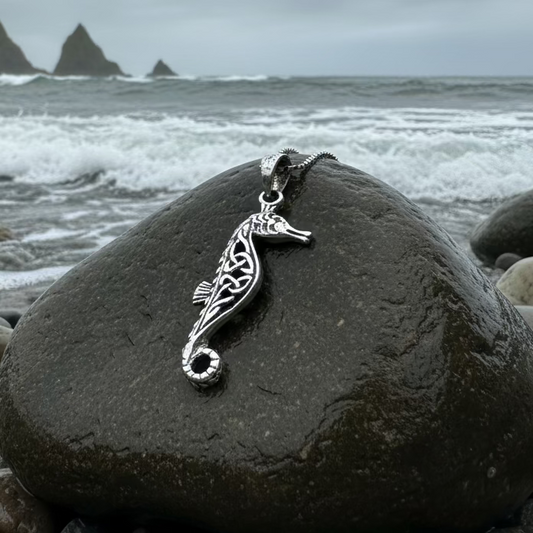Celtic Seahorse Necklace in Sterling Silver