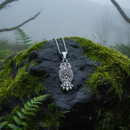 The Guardian Owl Necklace in Sterling Silver — view 5
