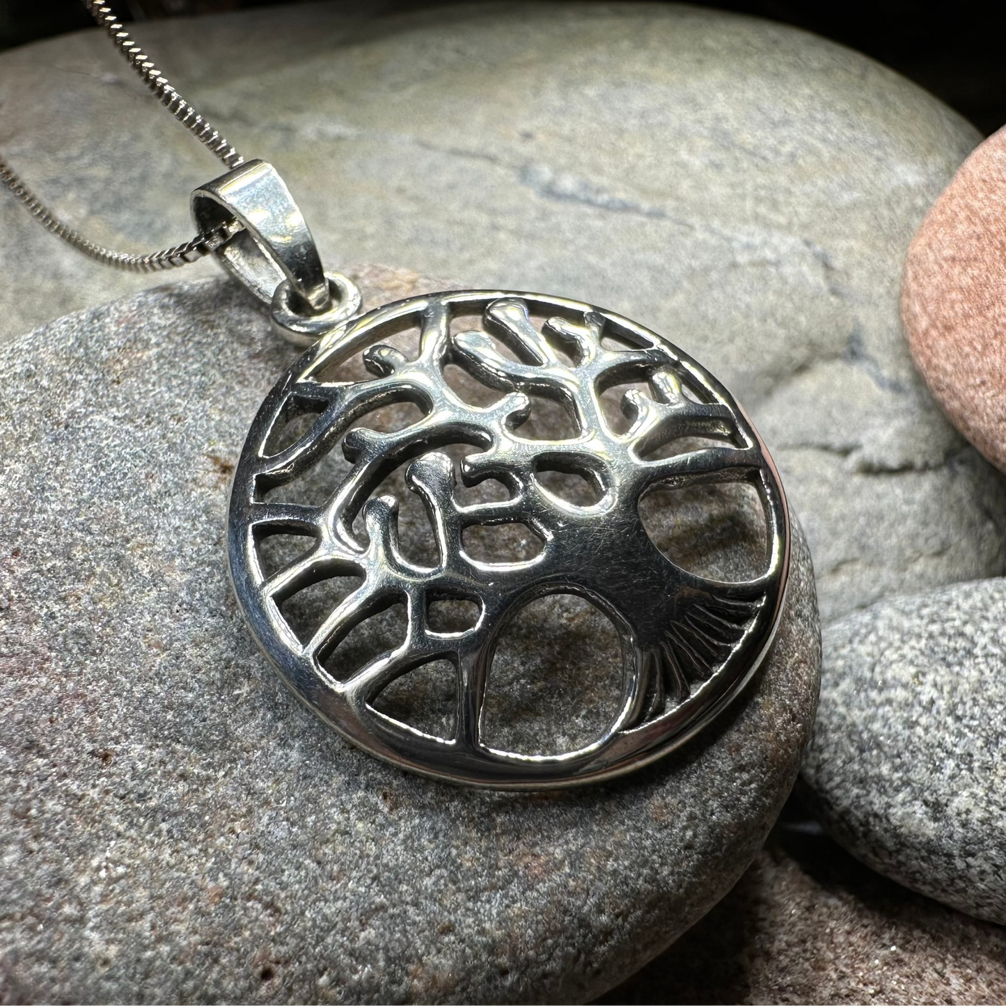 Modern Tree of Life Necklace in Sterling Silver