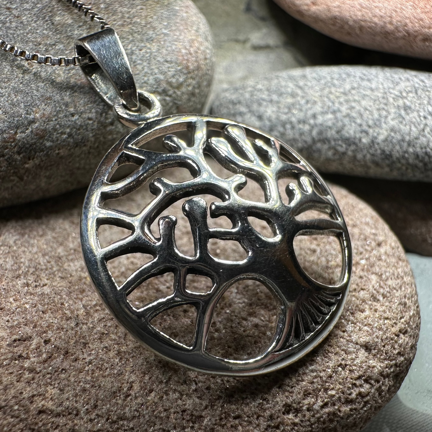 Modern Tree of Life Necklace in Sterling Silver