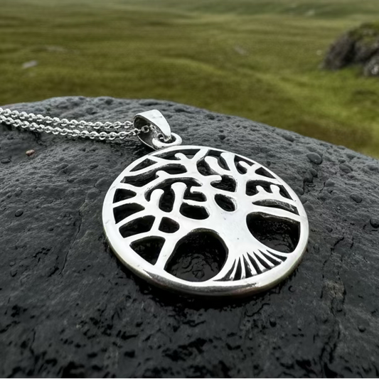 Modern Tree of Life Necklace in Sterling Silver