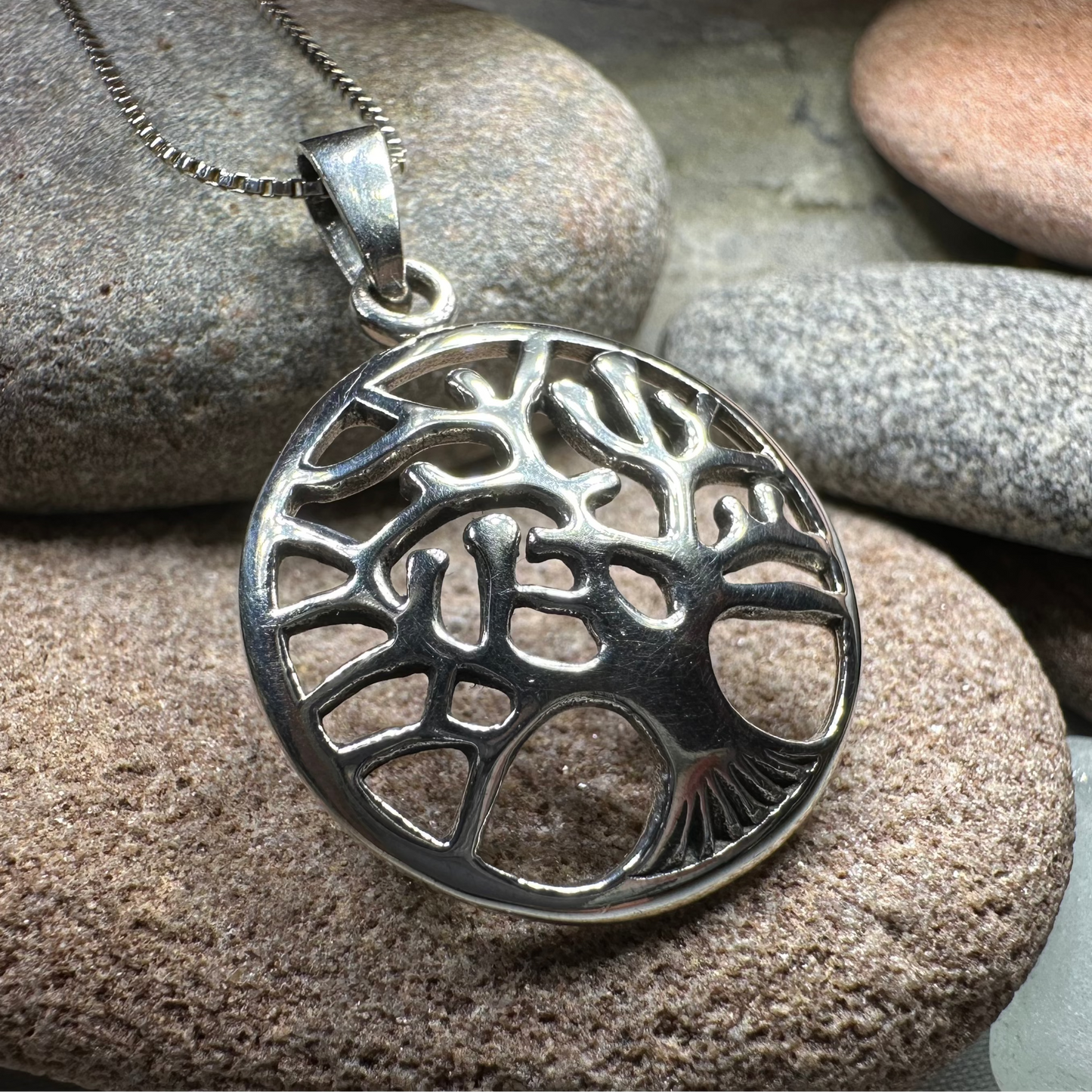Modern Tree of Life Necklace in Sterling Silver