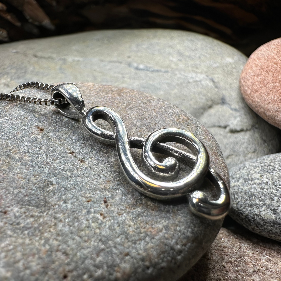 Sweet Music Note Necklace in Sterling Silver