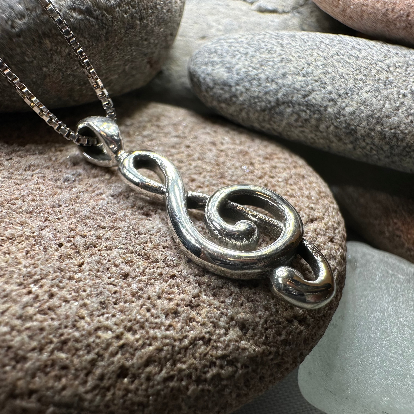 Sweet Music Note Necklace in Sterling Silver