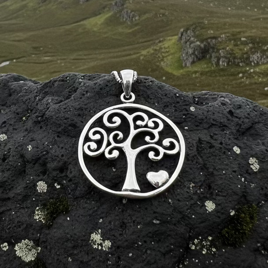 Heart Tree of Life Necklace in Sterling Silver