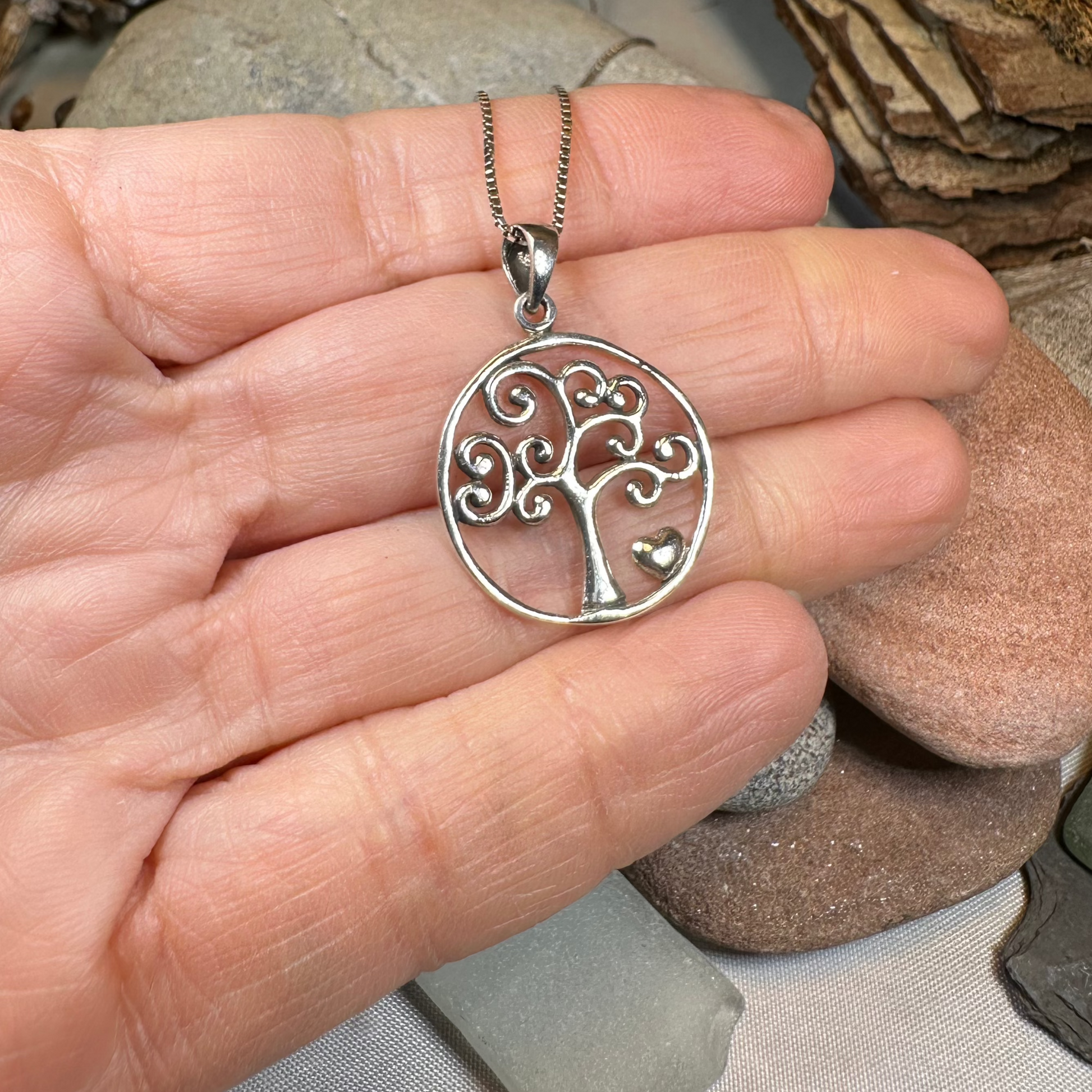 Heart Tree of Life Necklace in Sterling Silver — view 5