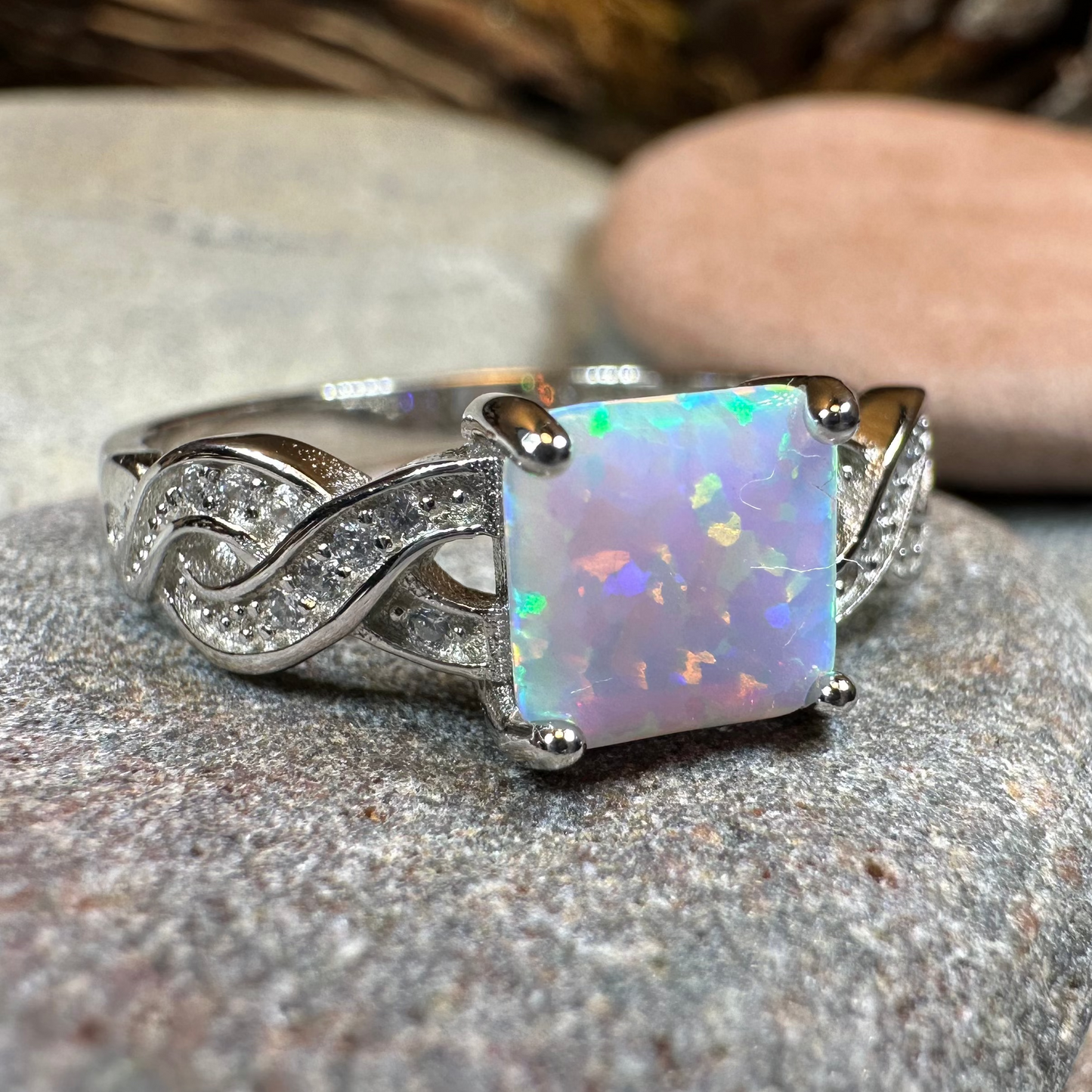 Highland Lass Celtic Opal Ring in sterling silver