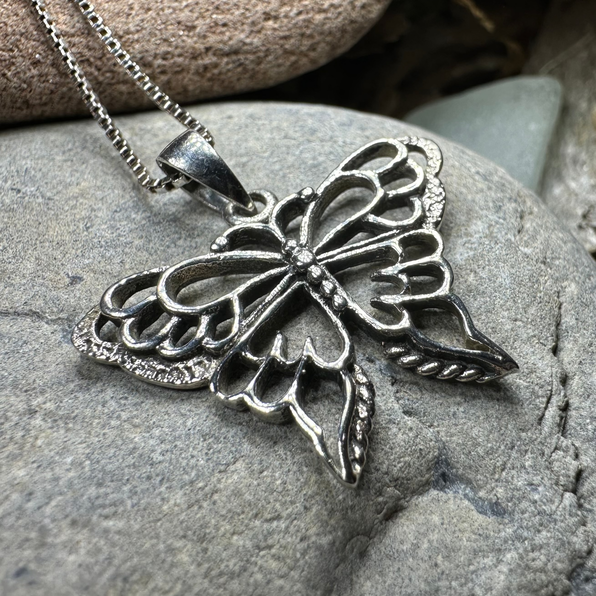 Lovely Butterfly Necklace in sterling silver