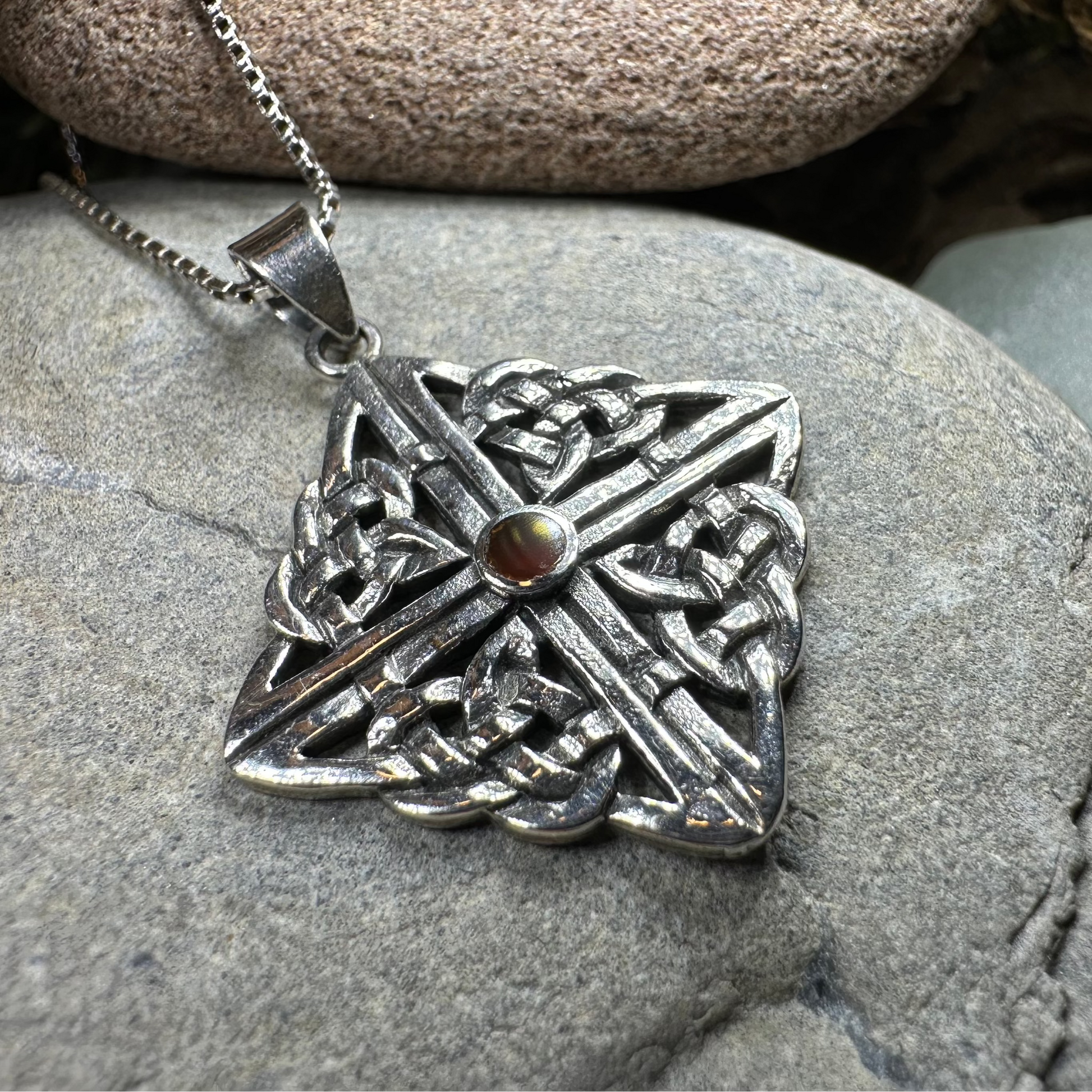 Asthore Celtic Knot Necklace in Sterling Silver — view 5