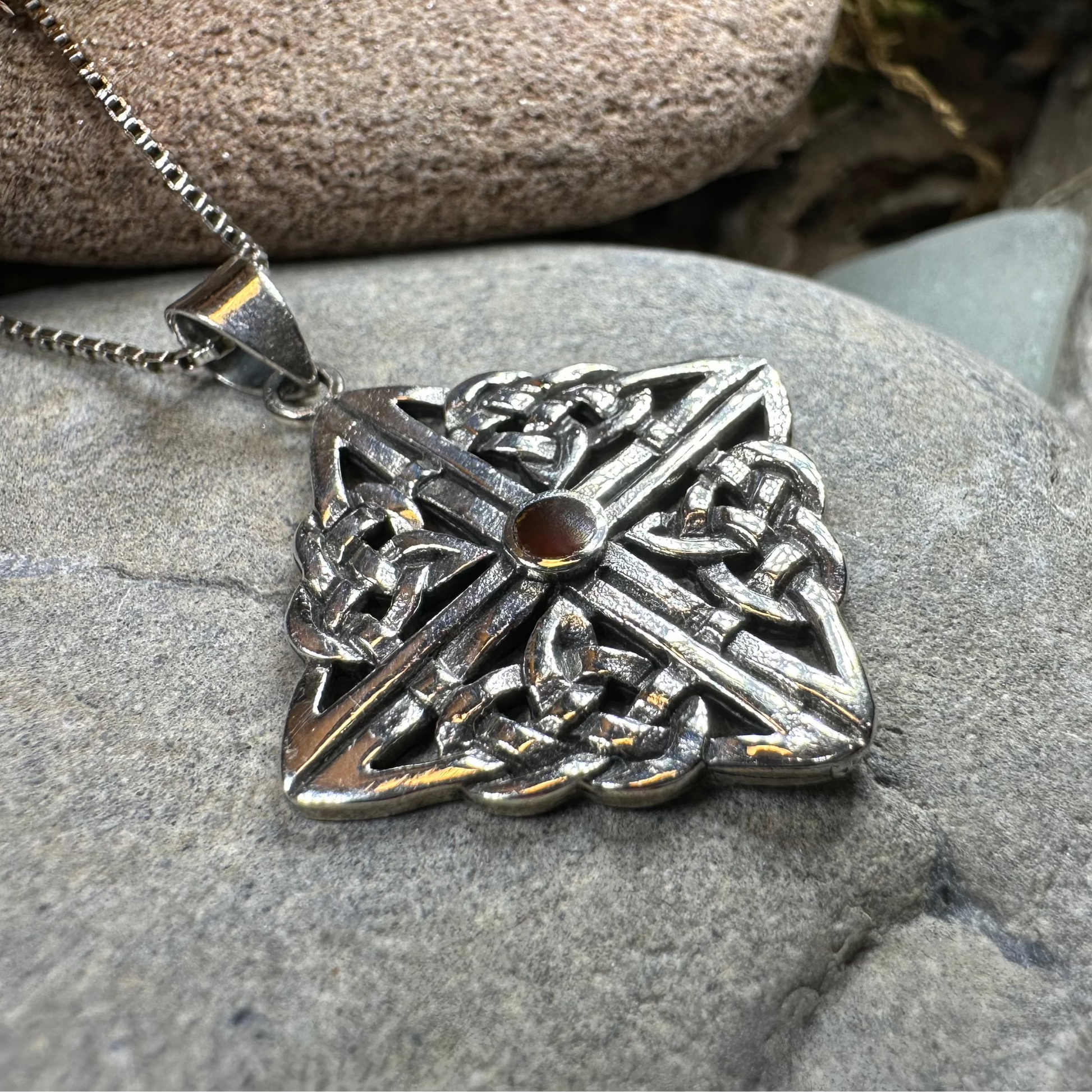 Asthore Celtic Knot Necklace in Sterling Silver — view 8